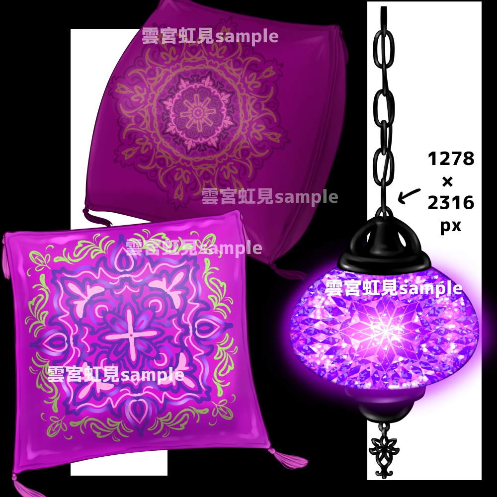 【無料あり】アラビアンなベッドルーム(紫系)