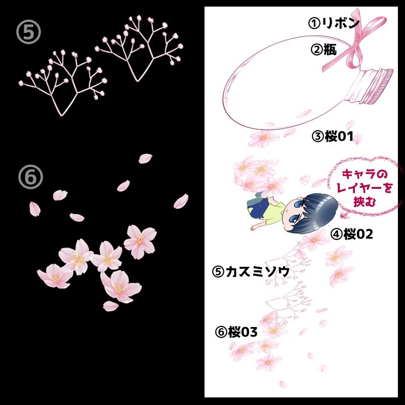 【無料あり】ピンク系のハーバリウム 3種