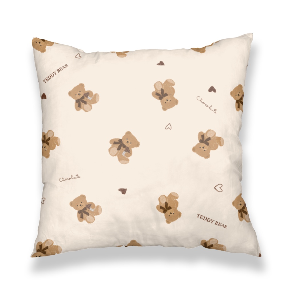 板チョコを食べるテディーベアー クッション(テキスタイル)