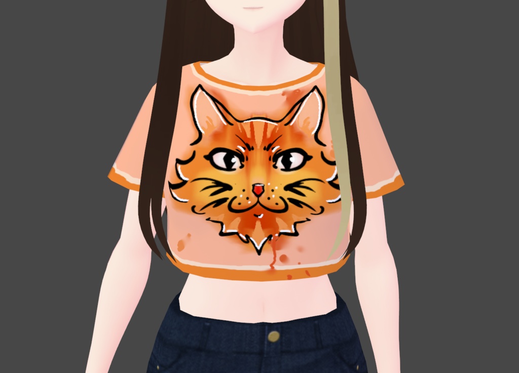 Handmade Orange Cat Crop Top