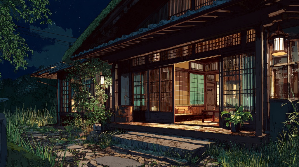 夏の終わり – 日本の縁側から聞こえる虫の音色