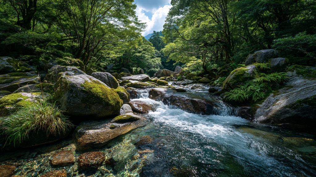 屋久島の渓流音(川のせせらぎ強め)【約3分】