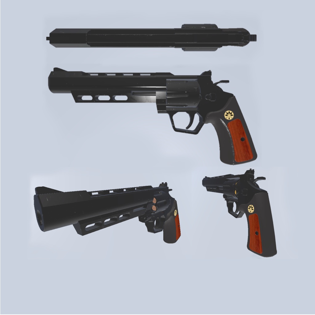VRC向けリボルバー【Large Caliber Revolver-Hydra】※専用アニメーション付き