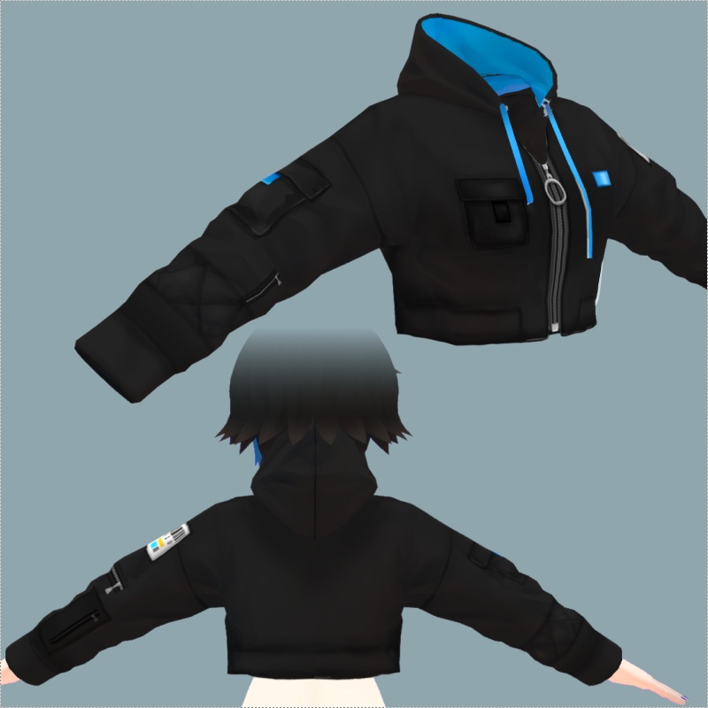 修正版【VRoid用】ジップパーカーショート.ver【テクスチャ】