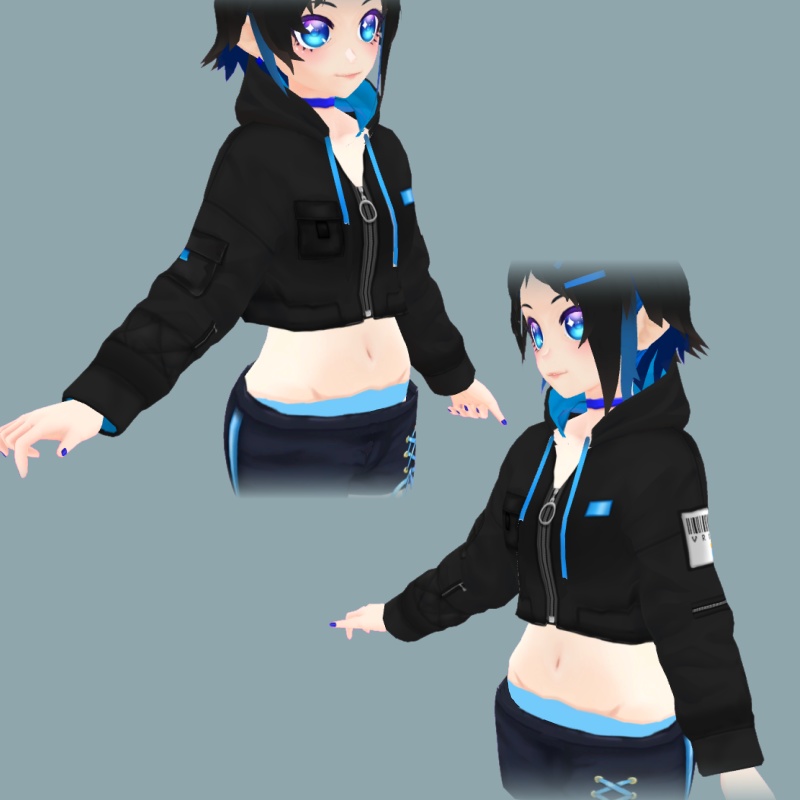 修正版【VRoid用】ジップパーカーショート.ver【テクスチャ】