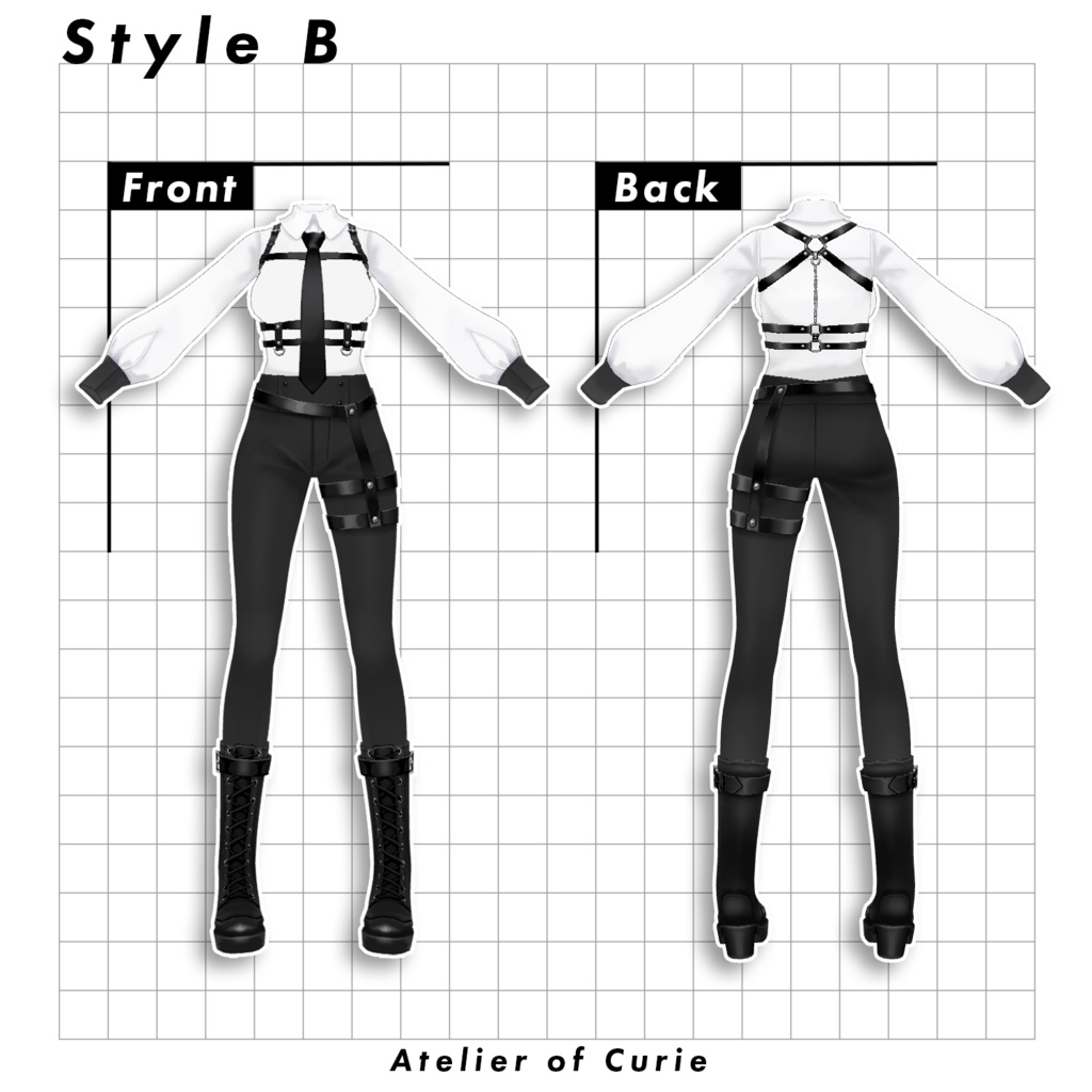 【VRoid】ハーネスノアールスーツセット【テクスチャ】