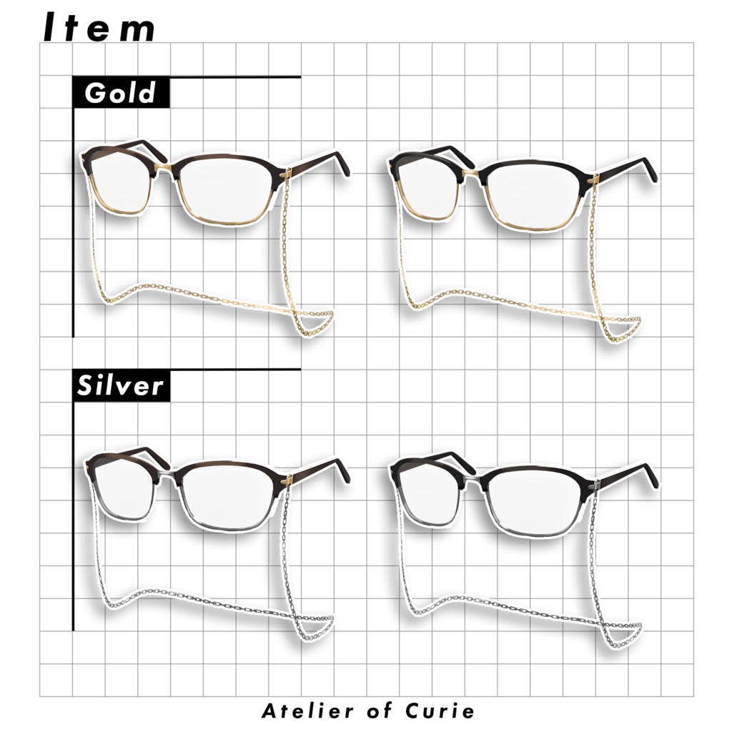 【VRoid】コンビフレーム 眼鏡【テクスチャ