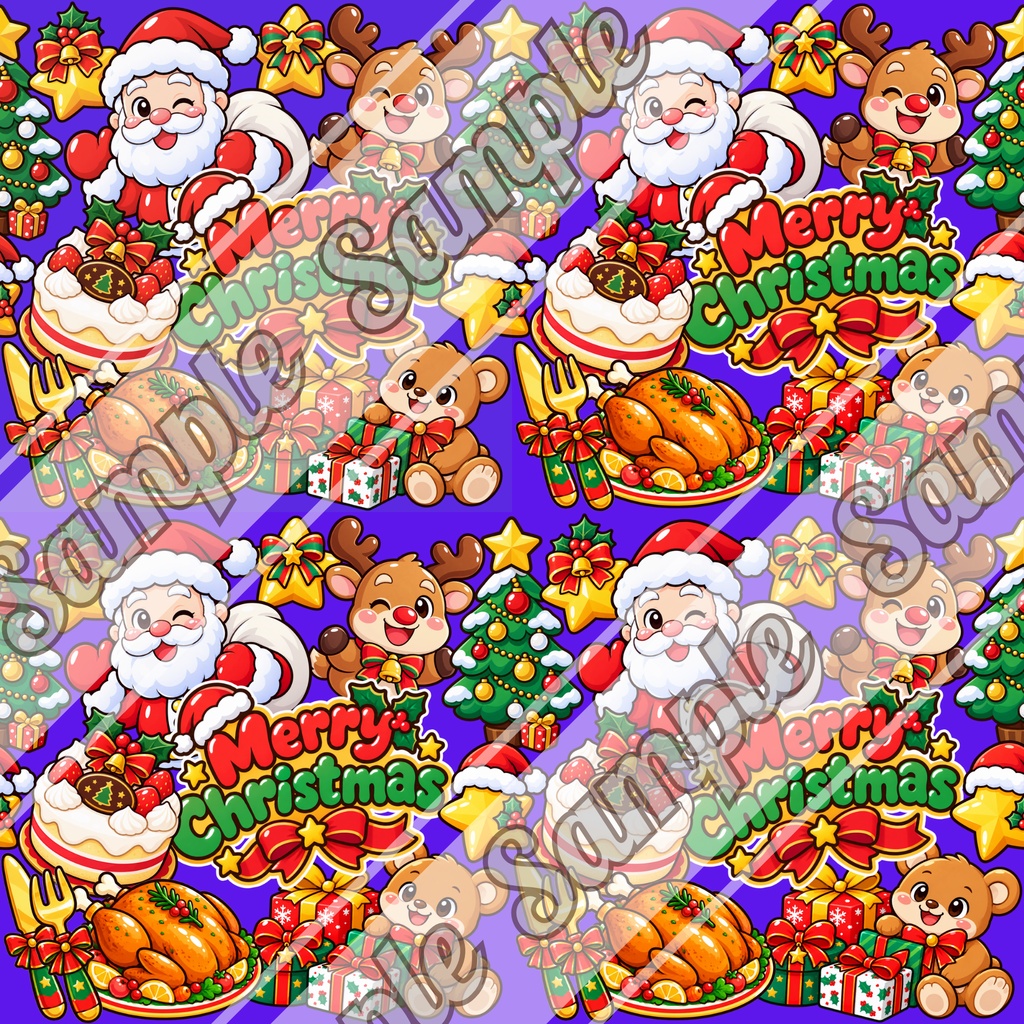 【商用利用OK】ポップなクリスマス柄|シームレスパターン・デジタルペーパー 6色セット|背景素材