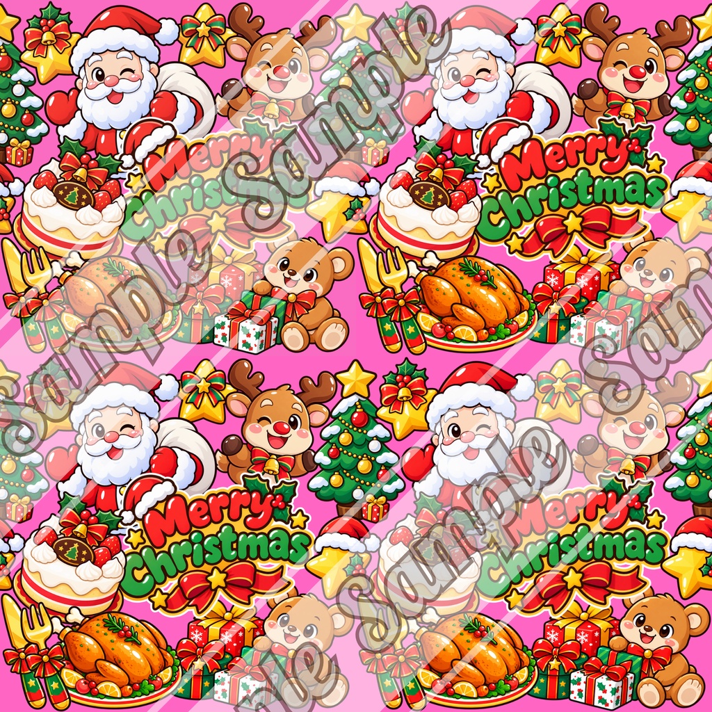 【商用利用OK】ポップなクリスマス柄|シームレスパターン・デジタルペーパー 6色セット|背景素材