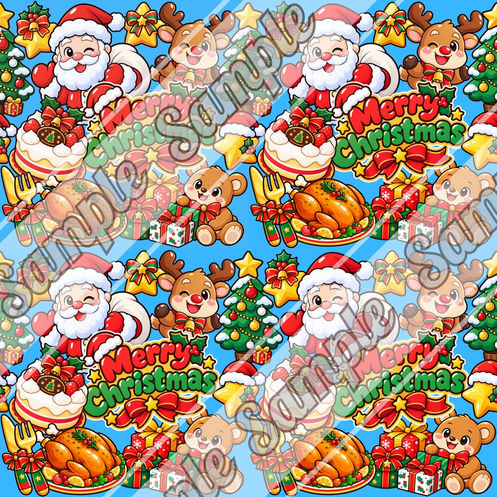 【商用利用OK】ポップなクリスマス柄|シームレスパターン・デジタルペーパー 6色セット|背景素材