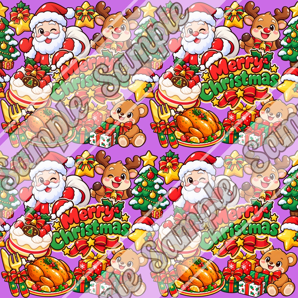 【商用利用OK】ポップなクリスマス柄|シームレスパターン・デジタルペーパー 6色セット|背景素材