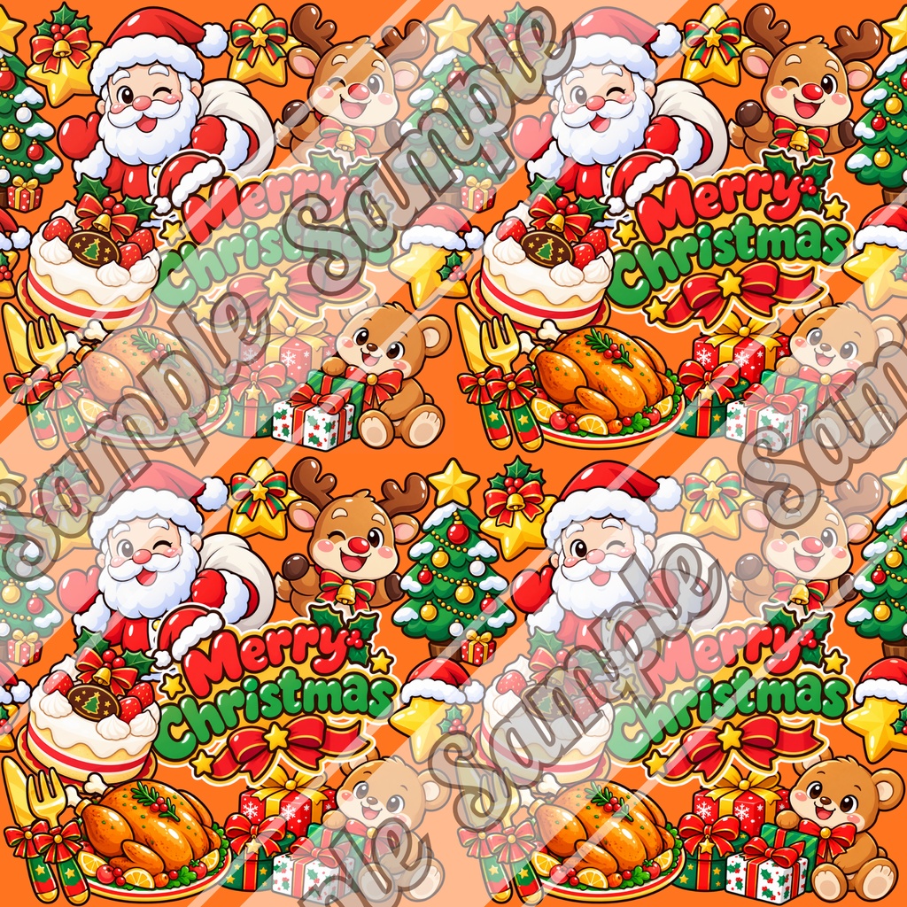 【商用利用OK】ポップなクリスマス柄|シームレスパターン・デジタルペーパー 6色セット|背景素材