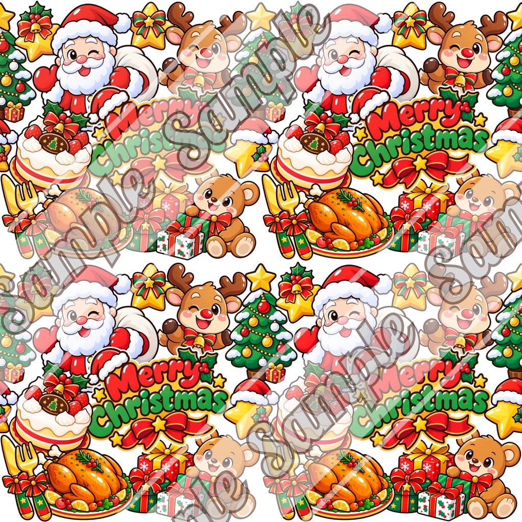 【商用利用OK】ポップなクリスマス柄|シームレスパターン・デジタルペーパー 6色セット|背景素材