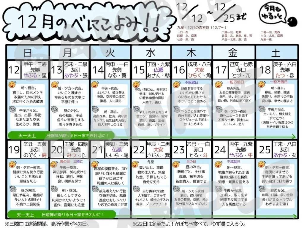 開運カレンダー 紙冊子版 べにこよみ 22年下半期 占いグッズ販売 べにしょっぷ Booth