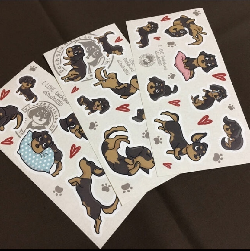 ダックス大好きシール◆黒タン◆ステッカー