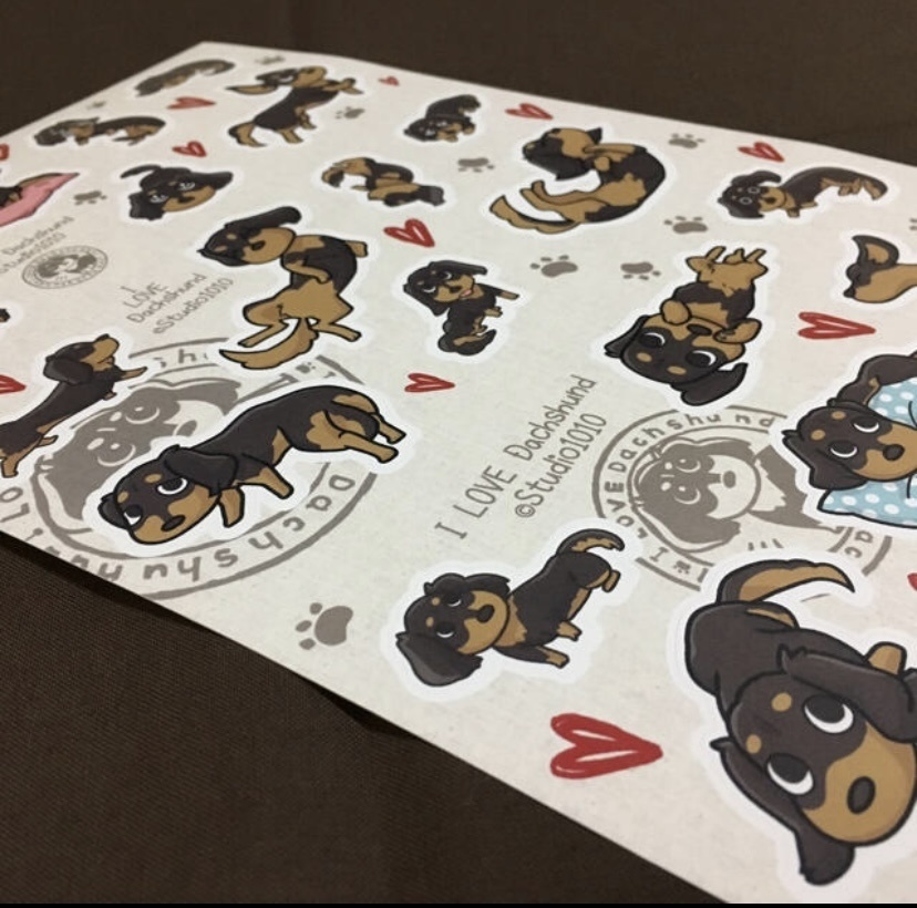 ダックス大好きシール◆黒タン◆ステッカー
