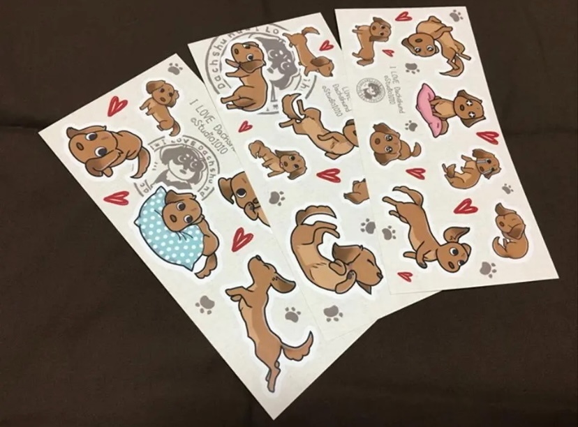 ダックス大好きシール◆レッド◆ステッカー