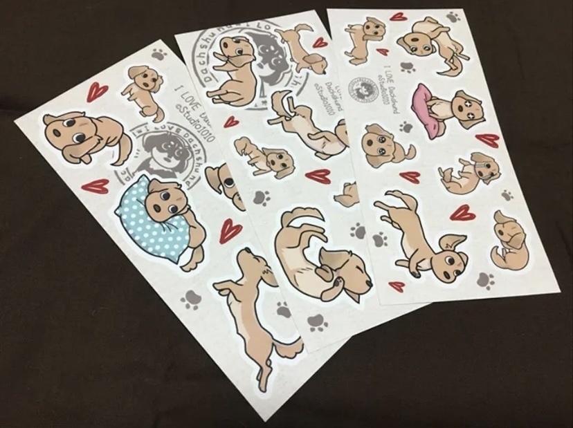 ダックス大好きシール◆クリーム◆ステッカー