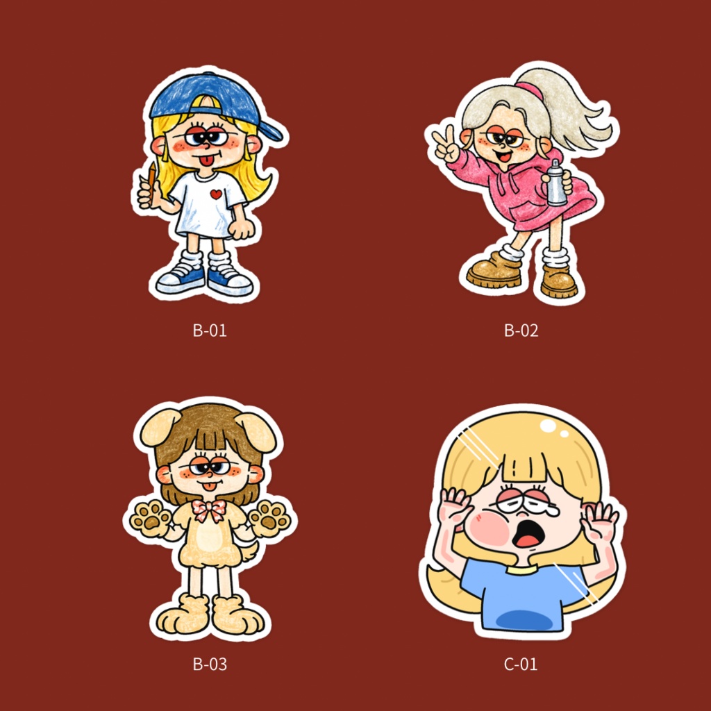 女の子ステッカー