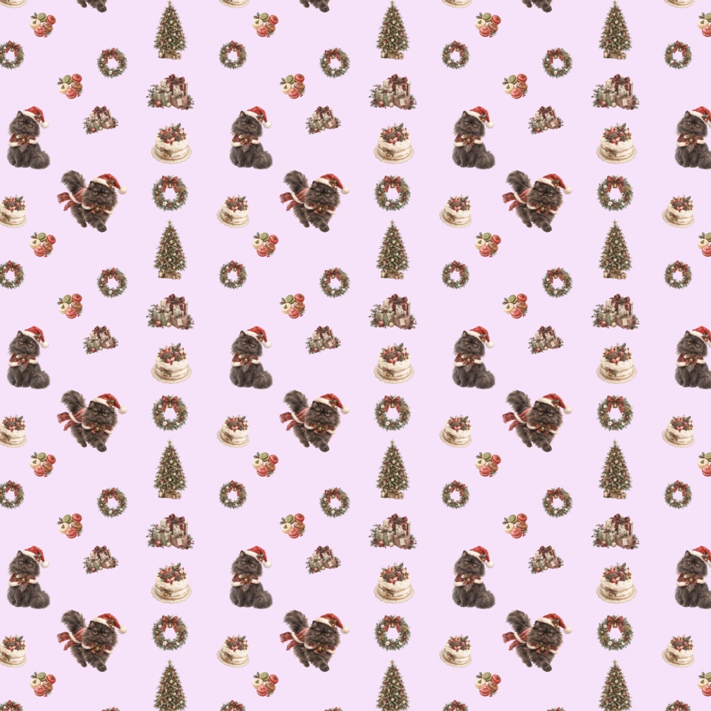 デジタルペーパークリスマス犬猫柄12枚セット【背景素材】くすみカラーのデジタルペーパー 3600×3600px【PNG・イラスト・配信画面用】