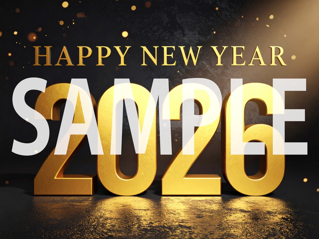 2026年 年賀状イラスト素材集|金文字デザイン 10枚セット2026 |New Year Illustration Pack|Happy New Year Gold Design(10 Images)
