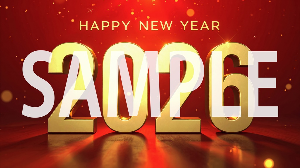 2026年 年賀状イラスト素材集|金文字デザイン 10枚セット2026 |New Year Illustration Pack|Happy New Year Gold Design(10 Images)