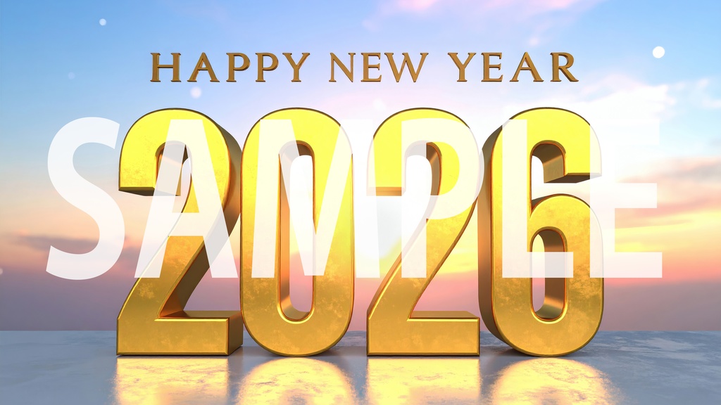 2026年 年賀状イラスト素材集|金文字デザイン 10枚セット2026 |New Year Illustration Pack|Happy New Year Gold Design(10 Images)