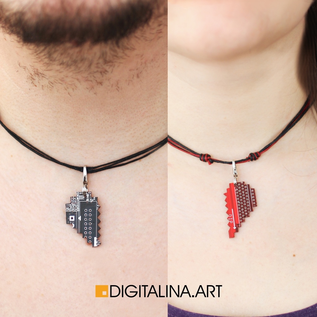 「心の二進コード」2つのペンダント