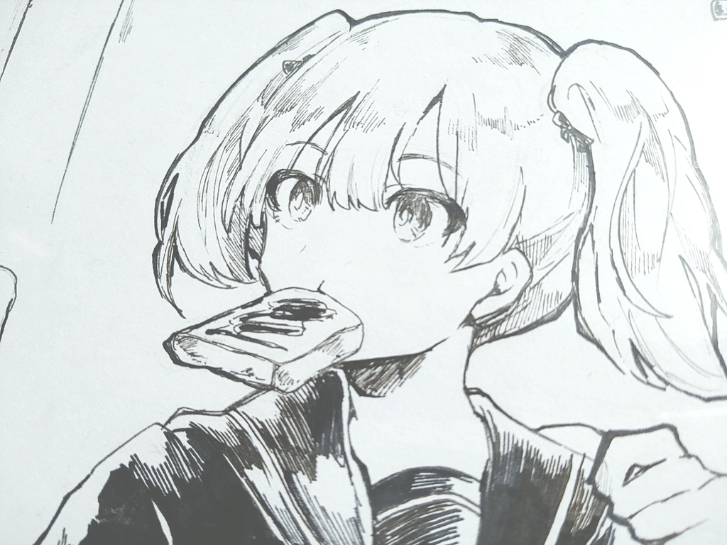 【原画】色紙 創作 朝の準備