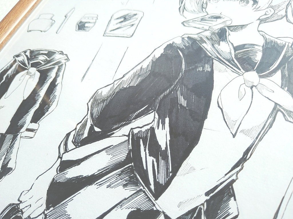 【原画】色紙 創作 朝の準備