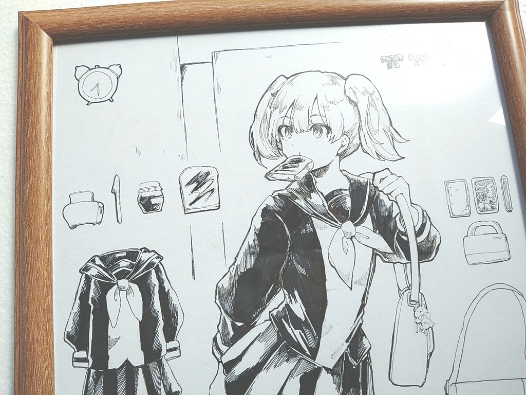 【原画】色紙 創作 朝の準備