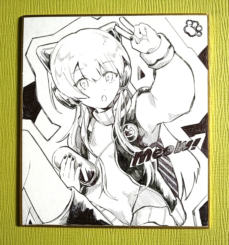 【手描き色紙】ねこゲーマー