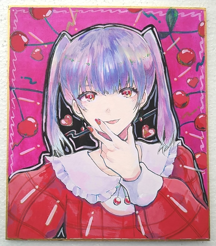 【手描き色紙】創作　cherry