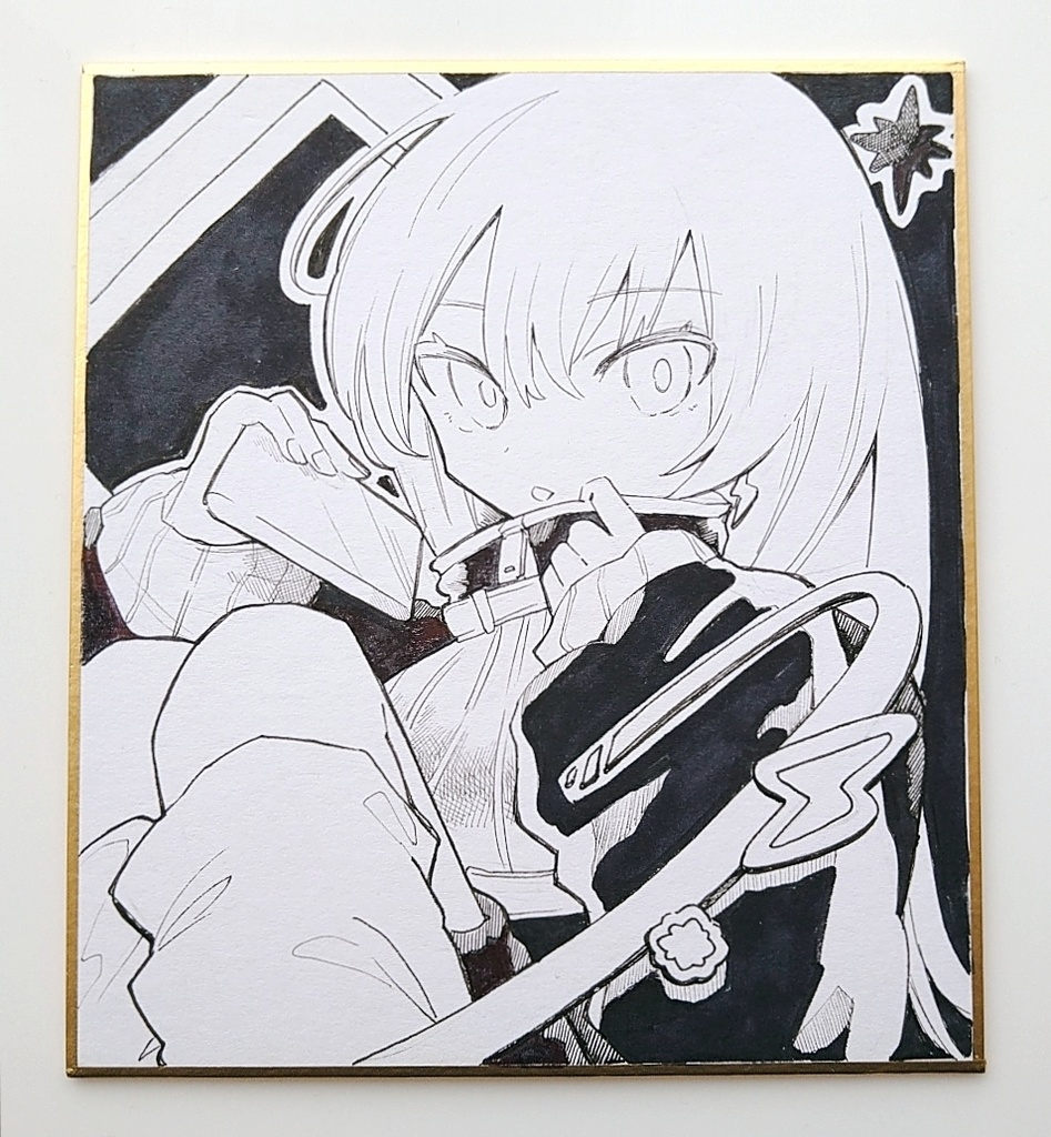 【創作】手描き色紙　サイバー