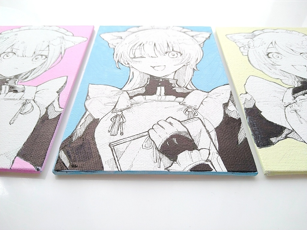 【創作】キャンバス原画 三姉妹