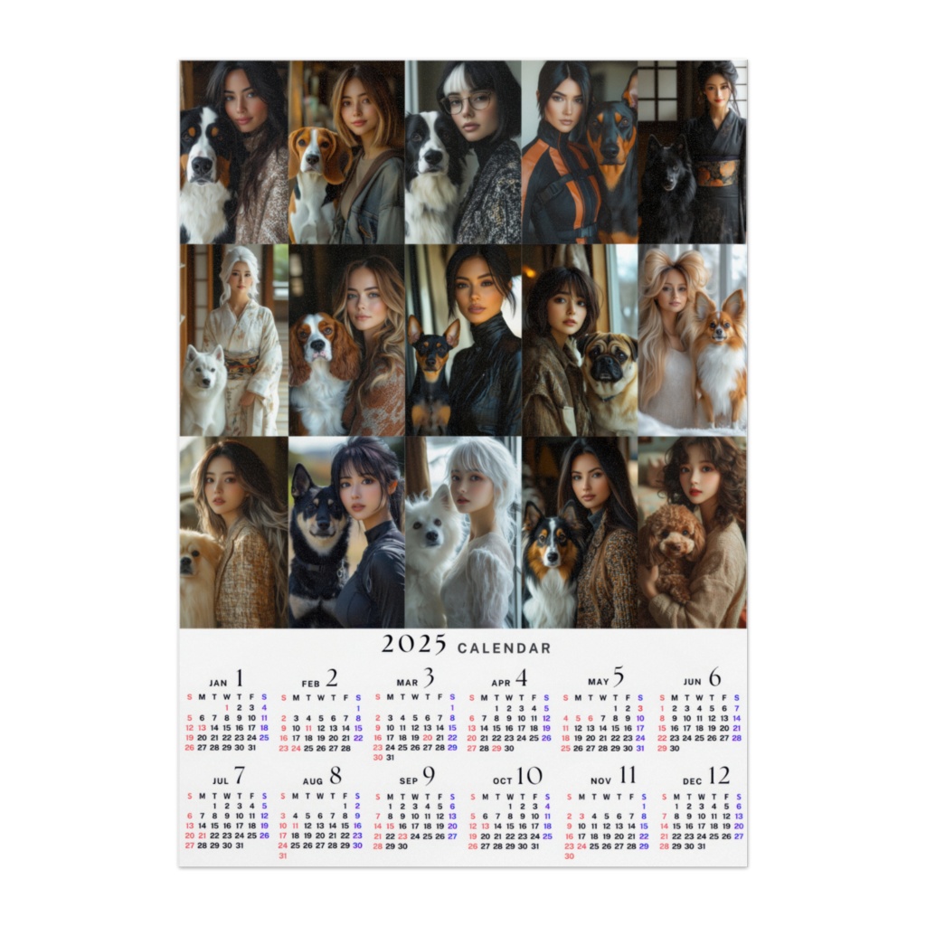 犬美女② 2025 年間カレンダー ポスター