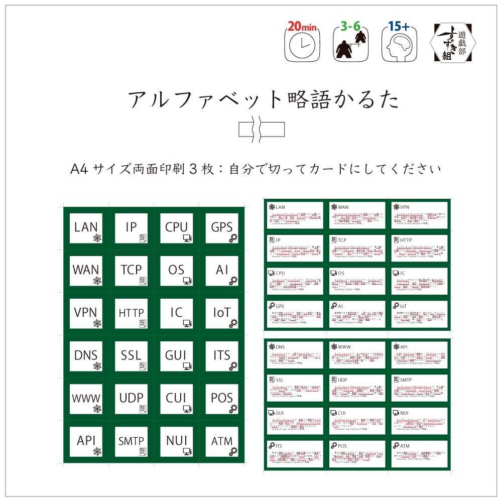[自分で切るシリーズ] アルファベット略語かるた