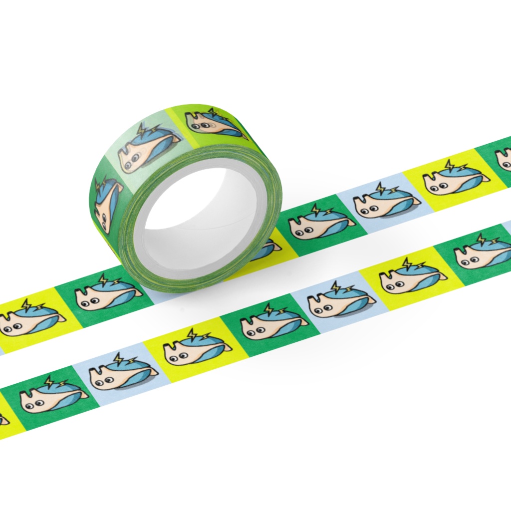 電気アサリのマスキングテープ　水色・黄色・緑