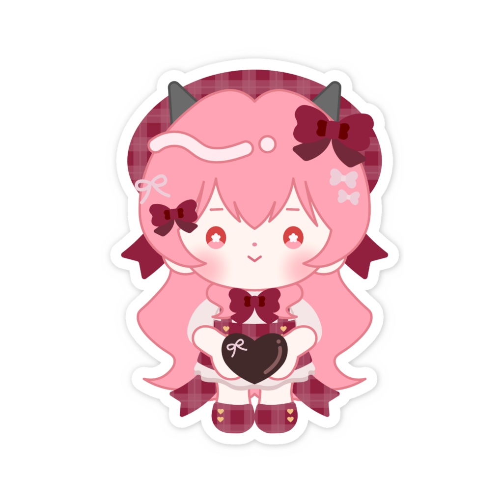 まめぬい(バレンタイン/赤)ステッカー