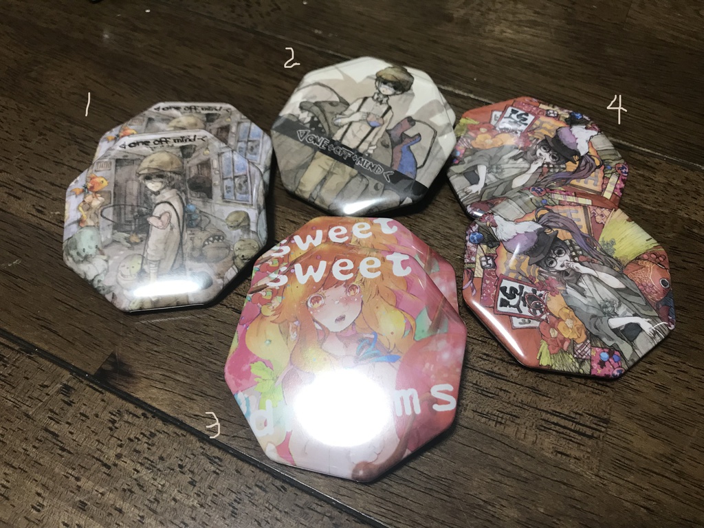 八角形缶バッジ