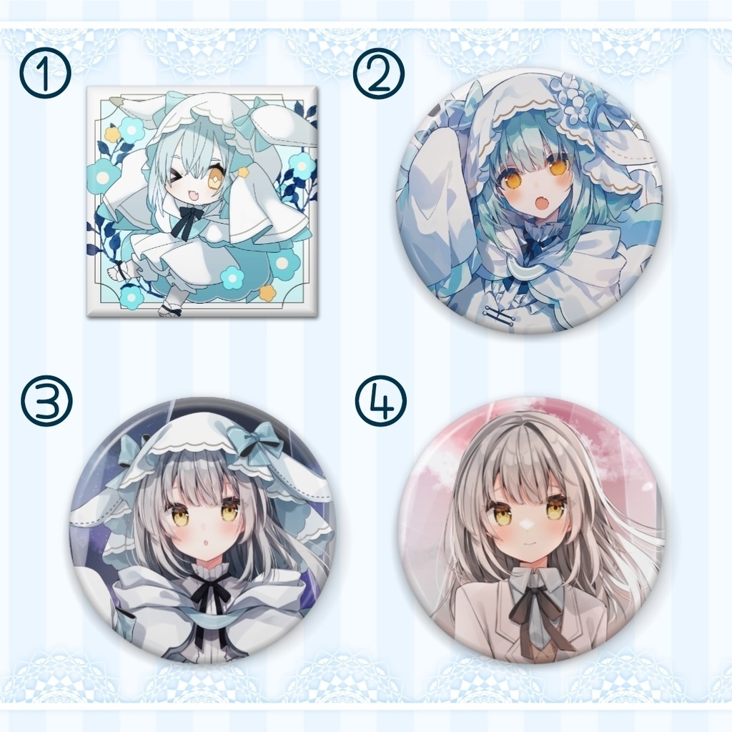 おばけのぴおん缶バッジ4種(バラ売り)