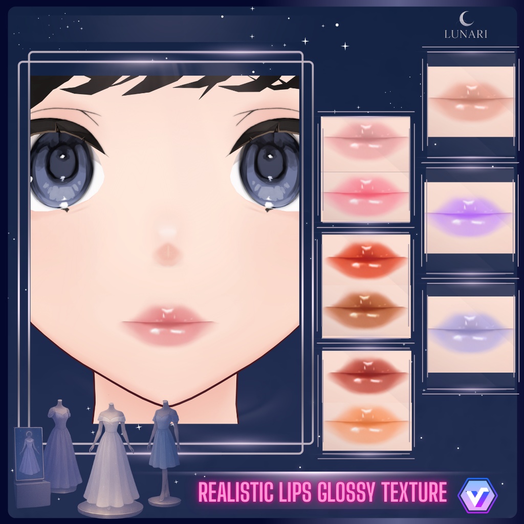 Realistic lips glossy texture