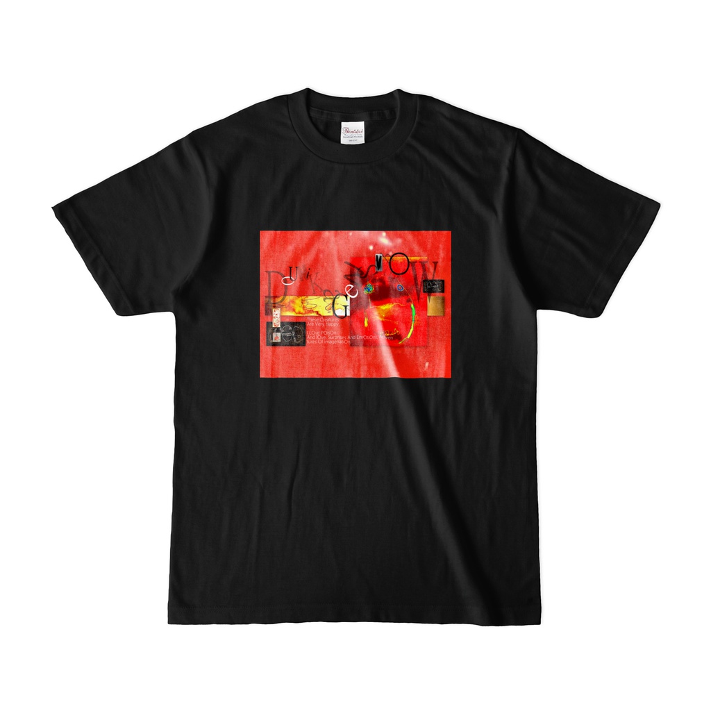 真っ赤なOkage Tシャツ 黒