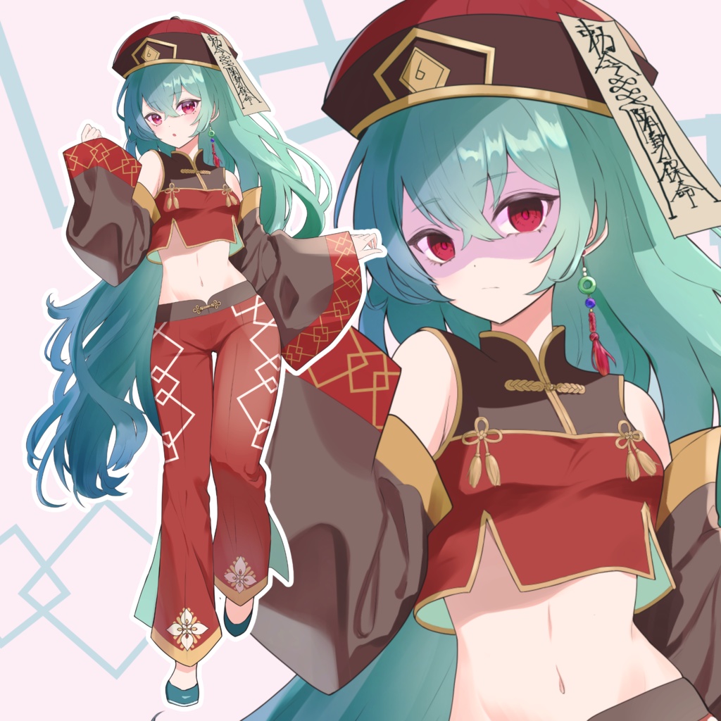全身立ち絵素材N03【キョンシーの女の子表情１１種】PSD