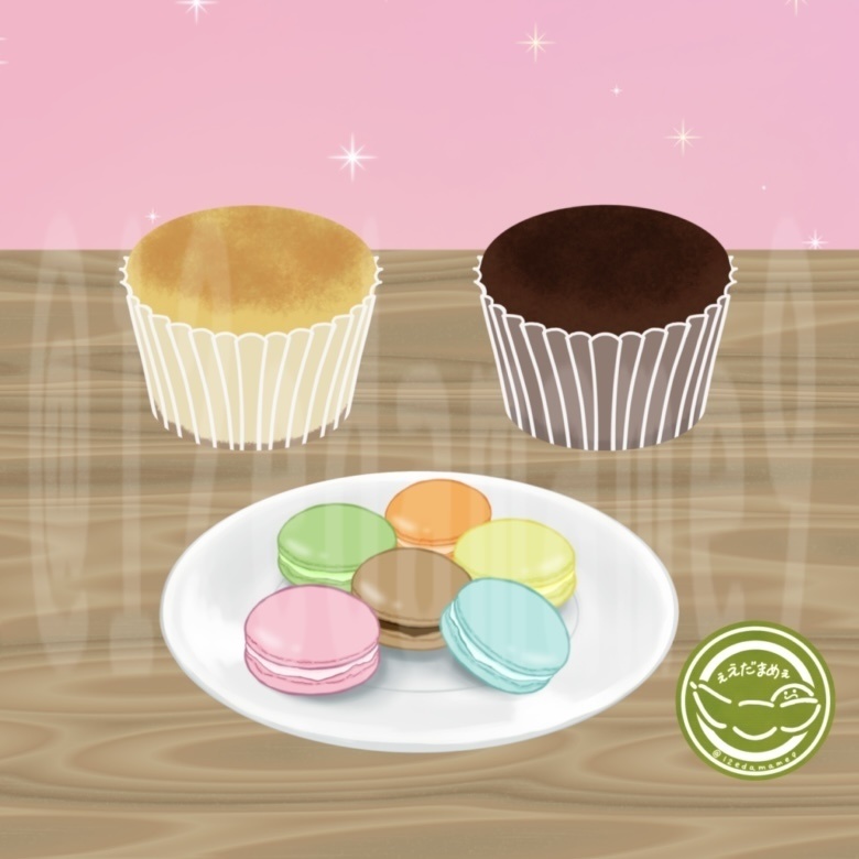 【VTuber配信向け／動画＆配信素材】＼カップケーキ&マカロン／フリー素材！！