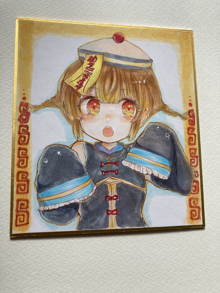 オリジナル手描きイラスト 原画(小色紙) やんちゃな小悪魔メイド