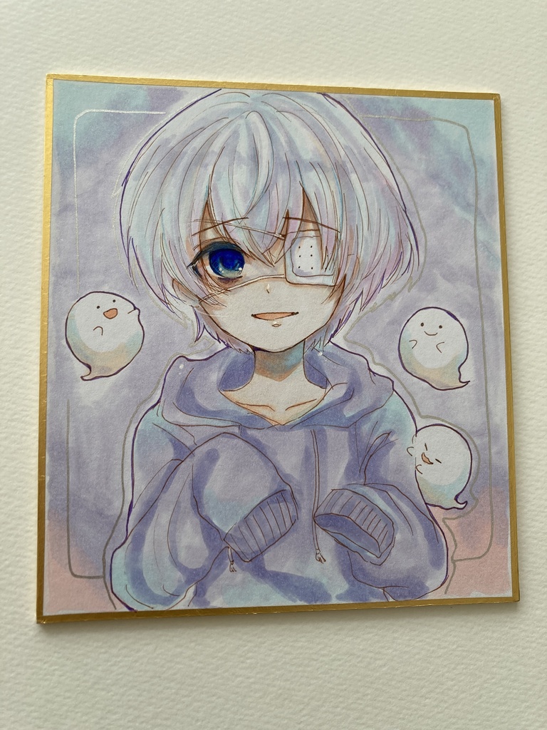 オリジナル手描きイラスト原画 ゴーストくん
