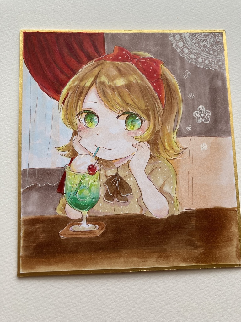 オリジナル手描きイラスト原画 レトロちっく