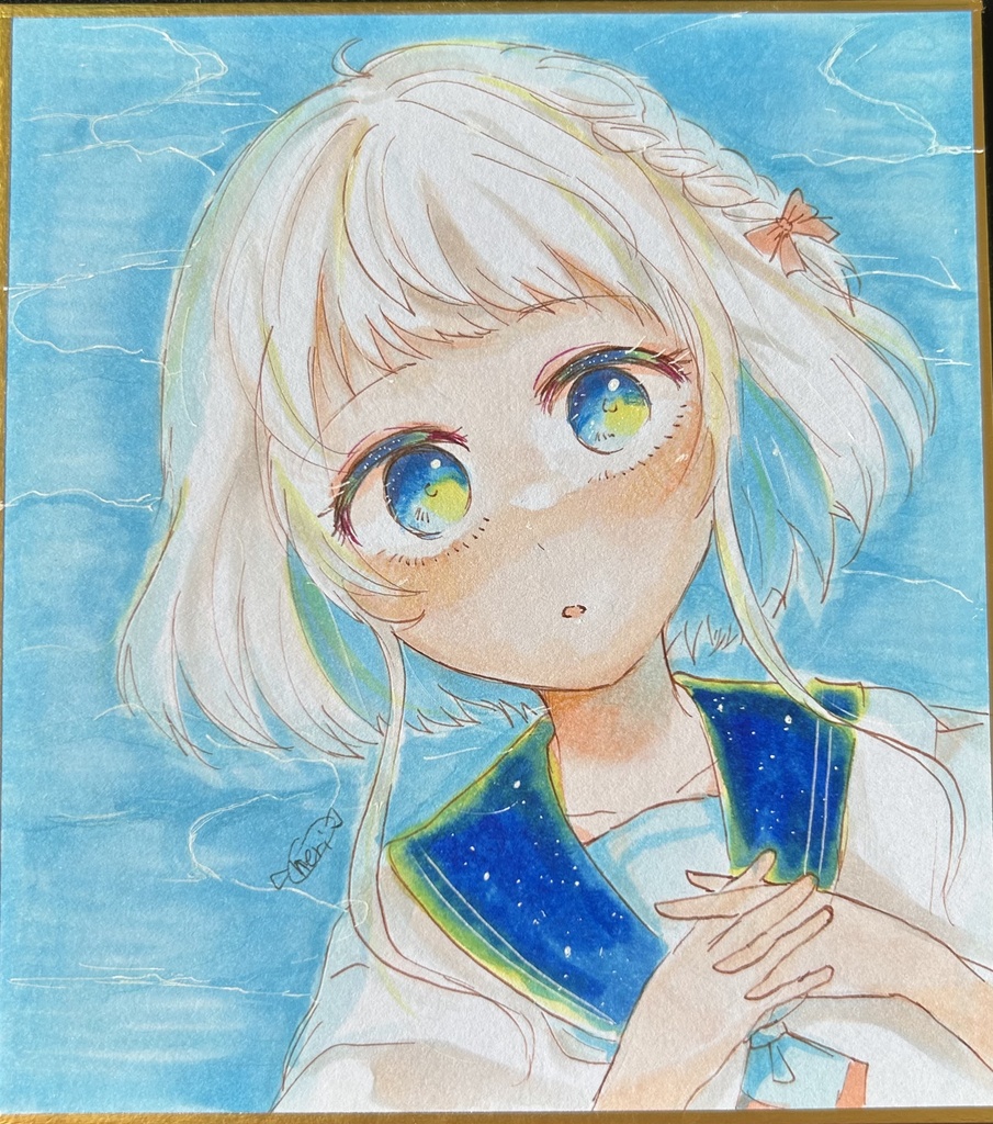 オリジナルイラスト小色紙　ゆらめく水面