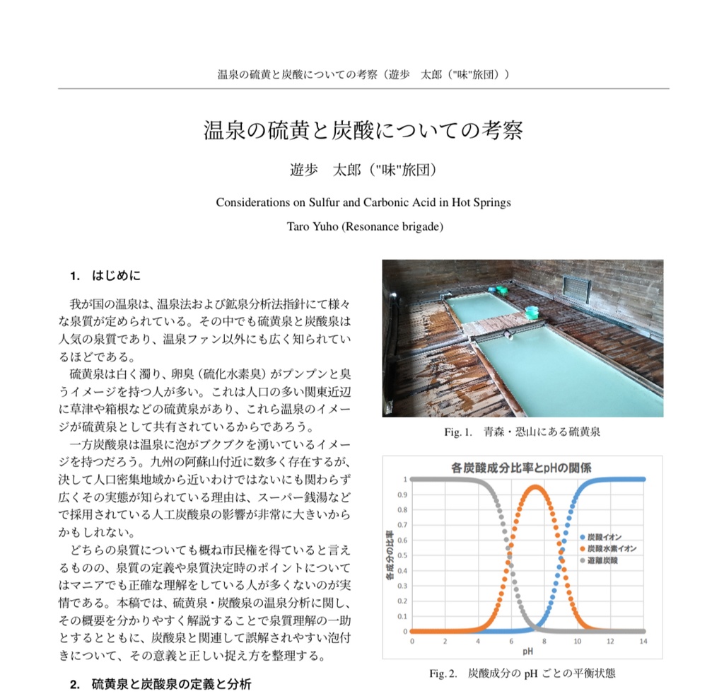 温泉の硫黄と炭酸についての考察